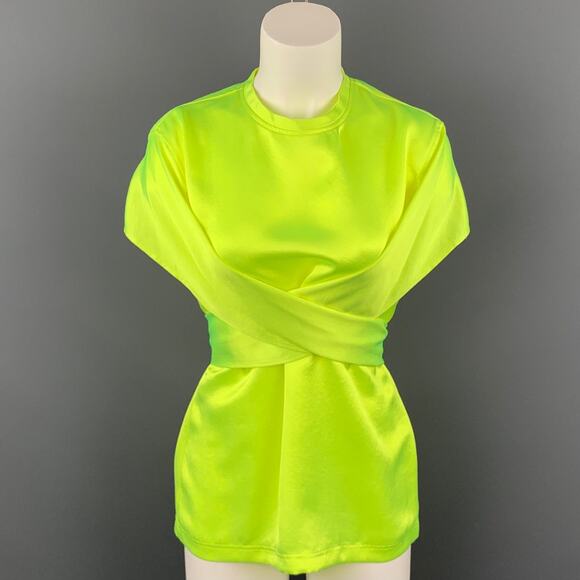 SIES MARJAN S/S 17 Size 4 Neon Yellow Satin Triacetate Wrap Around Nikki Top - Picture 1 of 5